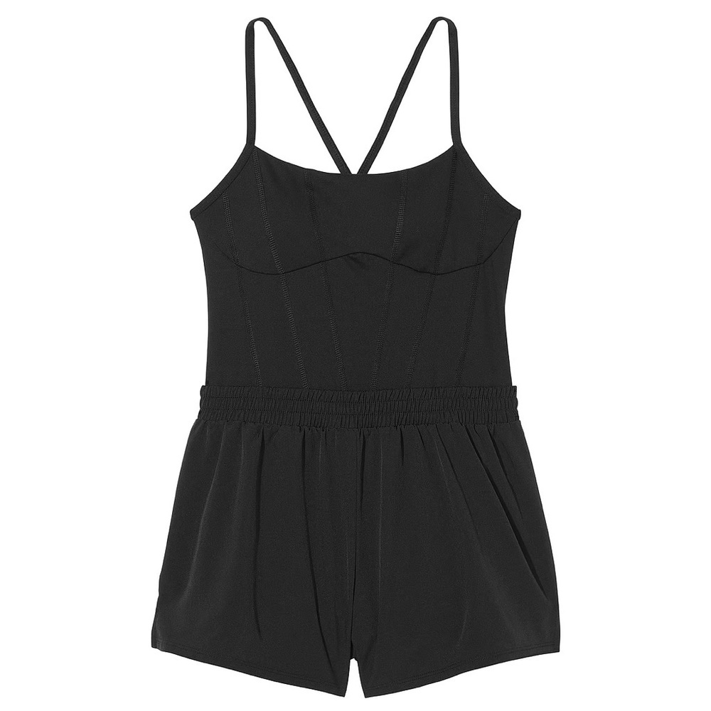 Victoria’s Secret Pink Runsie One Piece Workout Athletic Romper Black NWT Large